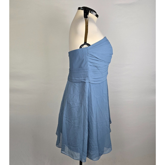 David's Bridal Dress Women's 16 Blue Strapless Mini Ruffles Bridesmaid Prom NWT - Picture 14 of 16